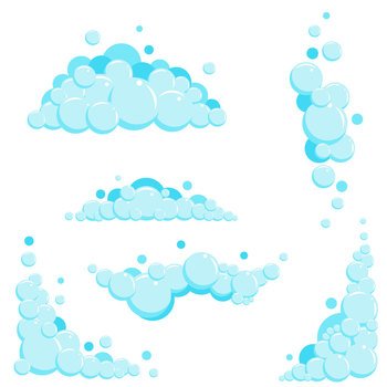 Realistic bath foam. Transparent shampoo bubbles, (1169260)
