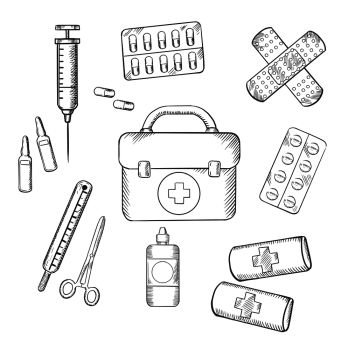 first aid kit drawing