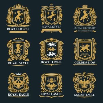 Buy vector royal lion crest icon logo graphic royalty-free