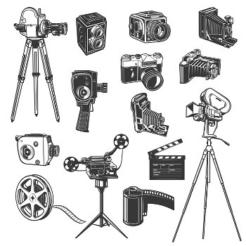 vintage video camera drawing