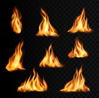 illustration of Realistic Burning Fire Flame on black background