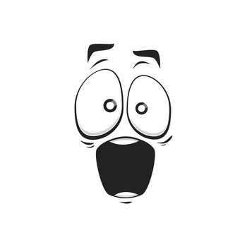 Image Details INH_18984_49258 - Cartoon face vector surprised funny emoji,  astonished facial expression with wide open mouth and goggle eyes.  Dumbfounded feelings isolated on white background. Cartoon face vector  surprised dumbfounded feelings
