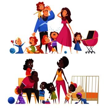 large family cartoon