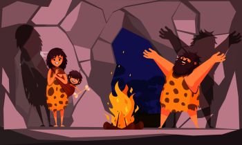 caveman cartoon fire