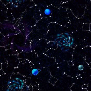 Space galaxy constellation seamless pattern print Vector Image