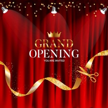 Grand opening background with red ribbon Vector Image