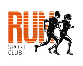 Run club logo template with side view jogging man Vector Image