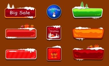 Christmas Buttons for Web and Games, Vectors