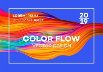 Modern blue flow poster wave liquid shape color Vector Image