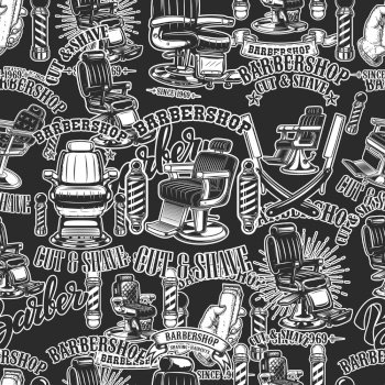 Seamless pattern with auto repair design elements in monochrome