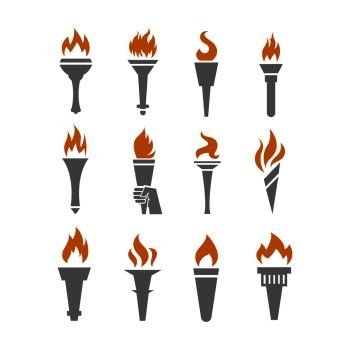 Free Vector, Fire flame burn flare torch hell fiery icons set isolated  vector illustration