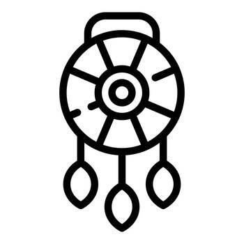 Black Square Button With Dream Catcher Icon High-Res Vector