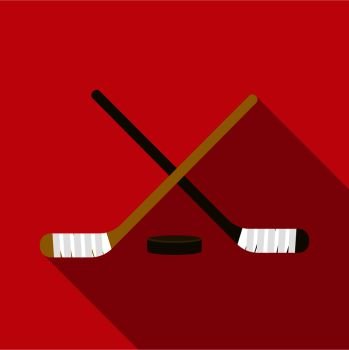 Hockey stick and puck icon circle Royalty Free Vector Image