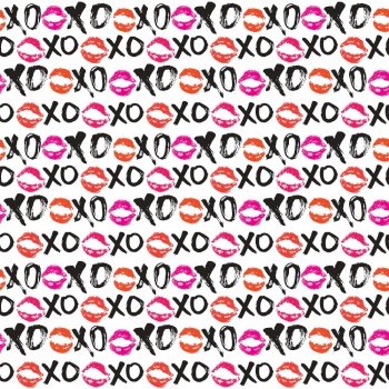 Xoxo Brush Lettering Signs Seamless Pattern Grunge Calligraphiv
