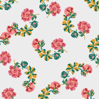 Soft, pink background with minimal, hand-drawn flowers