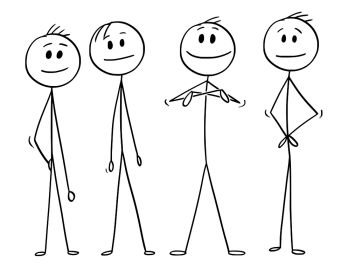 Cartoon Stick Figure Drawing Conceptual Illustration of Young Man