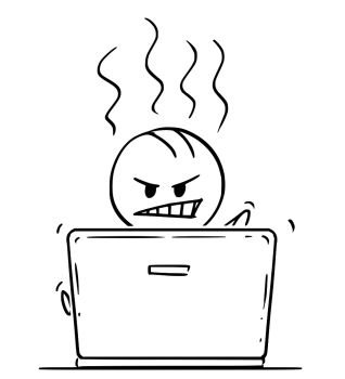 frustrated cartoon computer