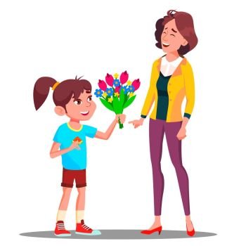 mother and little girl cartoon