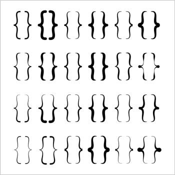 Braces signs curly brackets symbols set Royalty Free Vector