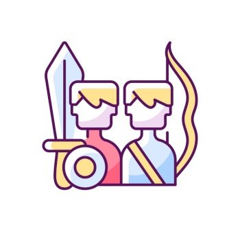 Multiplayer online battle arena game olor line icon. Computer