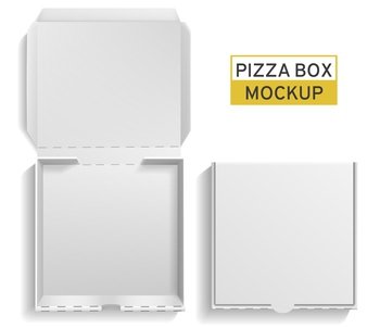 Premium Vector  Open pizza box. brown carton package. blank realistic  mockup isolated on white background