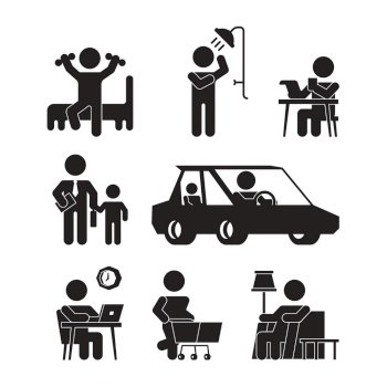 Routine exercises flat icons Royalty Free Vector Image