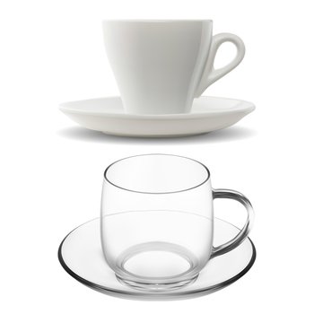 Clear coffee cup mockup transparent tea glass mug Vector Image