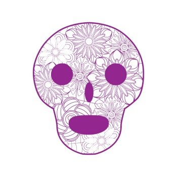 mexican sugar skull with flowers and design elements isolated on