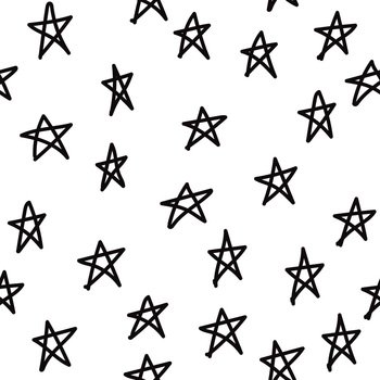Sketch stars seamless pattern. Black star, holiday christmas