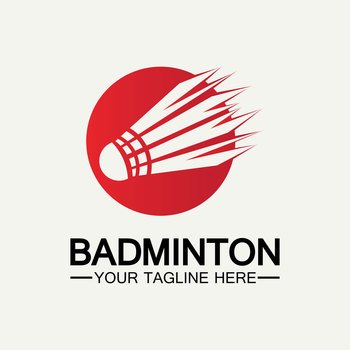 Badminton logo sport game with shuttlecock racket Vector Image