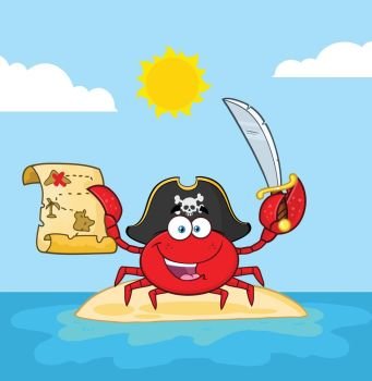 Cute pirates is holding flag mascot cartoon icon clip art