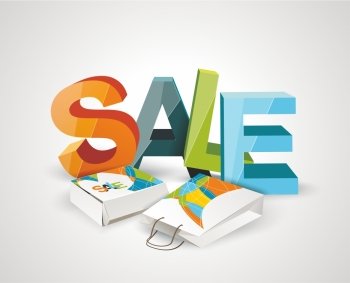 Sale Tag  Paper Bags and Box with 3d letters SALE