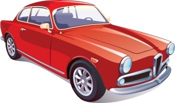 The vector image of the great rare retro vehicle painted in a red color on a white background  xA;Editable vector EPS v10