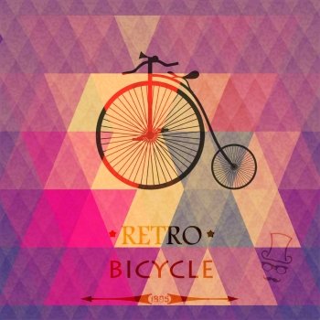 Retro bicycle  on a grungy background of triangles