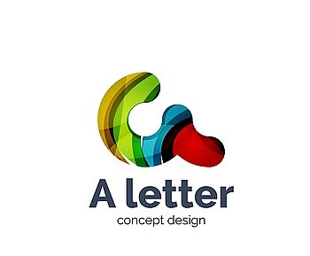 A letter alphabet round style logo business branding icon  created with color overlapping elements Glossy abstract geometric style  single logotype