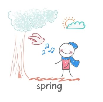 spring Fun cartoon style illustration The situation of life