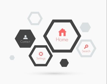 Site template with hexagons Flat design