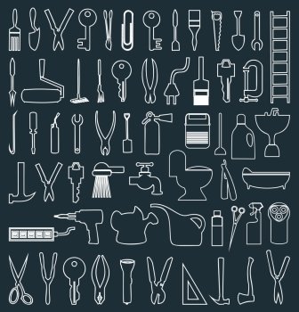 The collection of icons of tools A vector illustration
