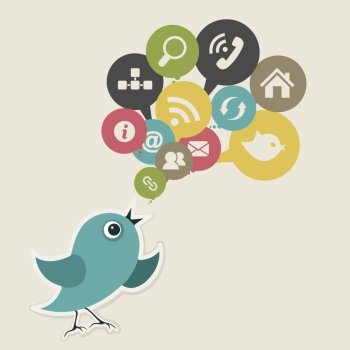 The bird speaks about the social A vector illustration