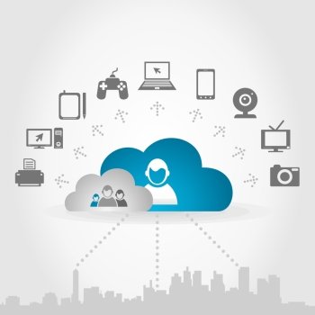 Cloudy communication between people A vector illustration