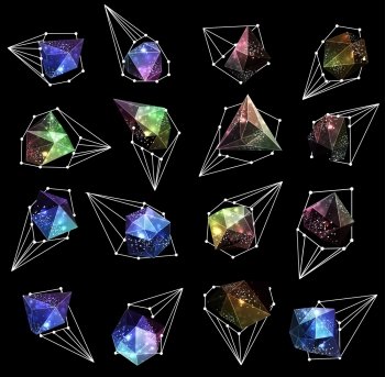 Abstract polygonal label design Elements of astronomy and constellation Cosmic style  low poly illustration Abstract polygonal label design Elem
