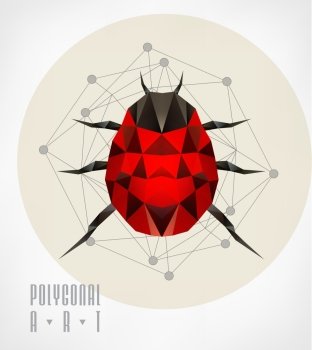 Abstract polygonal beetle Geometric hipster illustration Polygonal poster low poly illustration Ladybird polygonal