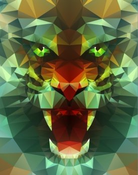 Abstract polygonal tiger Geometric hipster illustration Polygonal poster