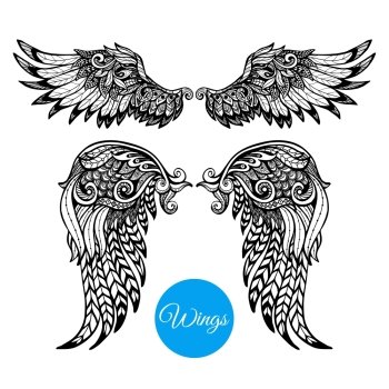 gothic angel wings tattoo
