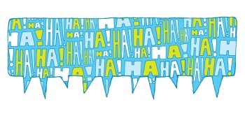 Cartoon illustration of speech bubble filled with laughter