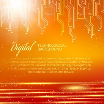Circuit background with light effect Vector illustration