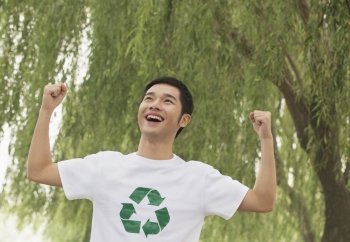 Young Man Smiling  Recycling Symbol  Beijing