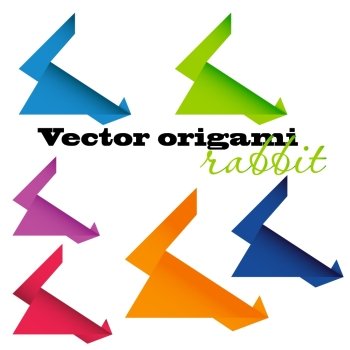 Origami rabbit isolated on white background vector illustration