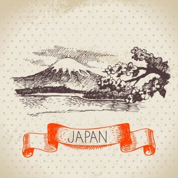 Hand drawn Japanese illustration Sketch background