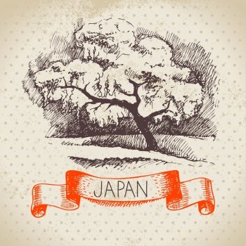 Hand drawn Japanese illustration Sketch background